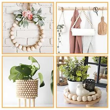 DICOBO 150pcs Wooden Beads Large Size (30mm, 25mm, 20mm) Unfinished Natural Wooden Beads Round Wood Beads Rustic for Garland Macrame, DIY Jewelry Making, Farmhouse Decoration