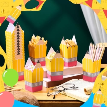 Tiangrid Mini Pencil Popcorn Boxes - 60 Pack for Parties