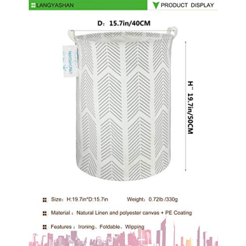 LANGYASHAN Canvas Laundry Basket Collapsible Toy Organizer