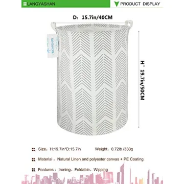 LANGYASHAN Canvas Laundry Basket Collapsible Toy Organizer