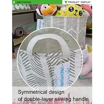 LANGYASHAN Canvas Laundry Basket Collapsible Toy Organizer
