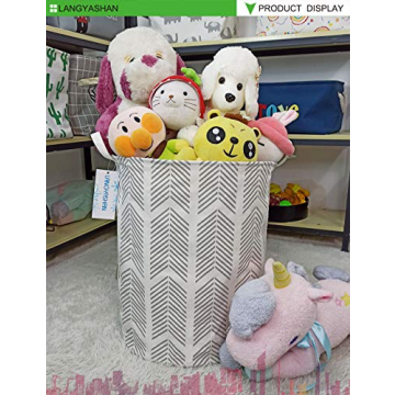 LANGYASHAN Canvas Laundry Basket Collapsible Toy Organizer