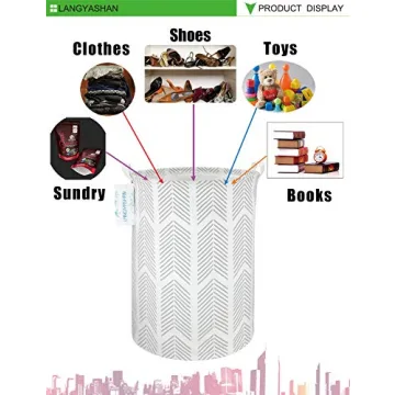 LANGYASHAN Canvas Laundry Basket Collapsible Toy Organizer