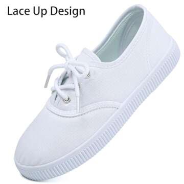 Boy's Girl's Kids White Canvas Shoes for Kids Slip-On Lightweight Sneakers Casual Skin-Friendly Lace...
