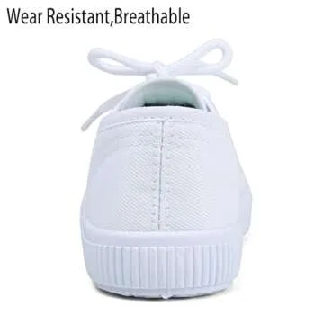 Boy's Girl's Kids White Canvas Shoes for Kids Slip-On Lightweight Sneakers Casual Skin-Friendly Lace-Up Walking Running Shoes Big Kids 1