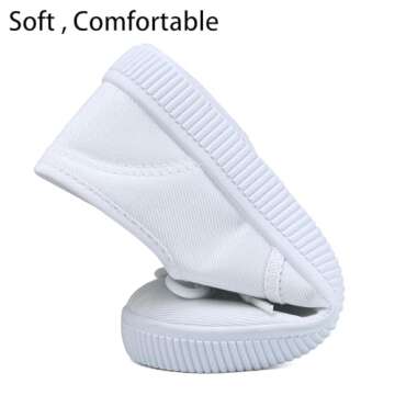 Boy's Girl's Kids White Canvas Shoes for Kids Slip-On Lightweight Sneakers Casual Skin-Friendly Lace-Up Walking Running Shoes Big Kids 1