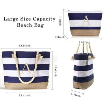 YOOLIFE Monogram Beach Tote for Women - Personalized Gifts