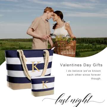 YOOLIFE Monogram Beach Tote for Women - Personalized Gifts