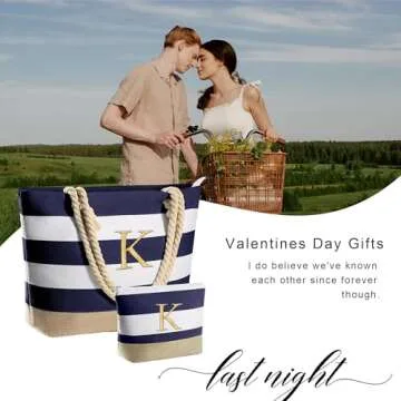 YOOLIFE Monogram Beach Tote for Women - Personalized Gifts