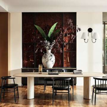 Contemporary Linen Shade Sconce, Stainless Steel White Linen Shade Wall Sconce, Wall Light for Bedroom, Living Room, Entryway, Kitchen, 17.5" w x 9.5" d x 14" h (Black)