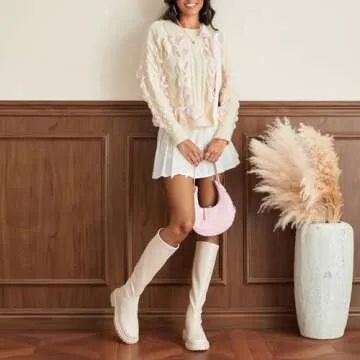 Women Cute Bow Sweater Long Sleeve Bow Front Knitted Pullover Ribbon Lace Up Cable Jumper Knitwear Going Out Top