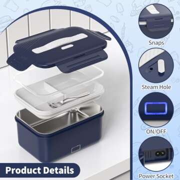 Vingud 1.8L Electric Lunch Box for Easy Heating On-The-Go