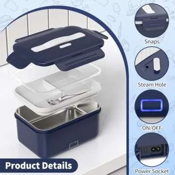Vingud 1.8L Electric Lunch Box for Easy Heating On-The-Go