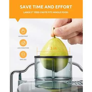 Juicer with 800W Motor, GDOR Juicer Machine with 3” Feed Chute, Dual Speeds Juice Maker for Fruits and Veggies, Anti-Drip Function, Include Cleaning Brush, BPA-Free, White