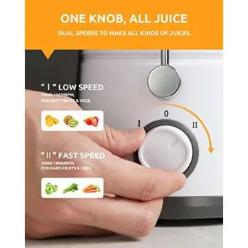 Juicer with 800W Motor, GDOR Juicer Machine with 3” Feed Chute, Dual Speeds Juice Maker for Fruits and Veggies, Anti-Drip Function, Include Cleaning Brush, BPA-Free, White