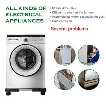 I'SMARTMOON Mini-Fridge-Stand 4 Strong Feet,Adjustable Dolly Washing Machine Stand Base,for Furniture Portable Refrigerator Dryer Stand Black