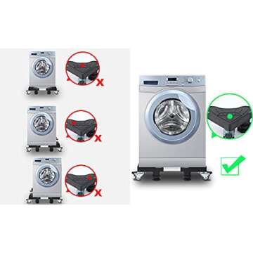 I'SMARTMOON Mini-Fridge-Stand 4 Strong Feet,Adjustable Dolly Washing Machine Stand Base,for Furniture Portable Refrigerator Dryer Stand Black