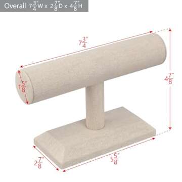 MOOCA Linen Covered Wood Jewelry Display, Jewelry Stand, Bracelet Holder Display, Watch Stand, Bracelet Stand, Tan Linen