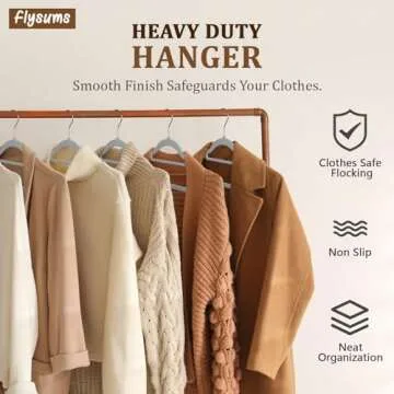 Velvet Hangers 50 Pack with 10 Bonus Clear Clothes Hanger, 17.6" Felt Hangers for Coats, Dresses, Shirts,Sweater, Gray - Family Choice Awards Winner