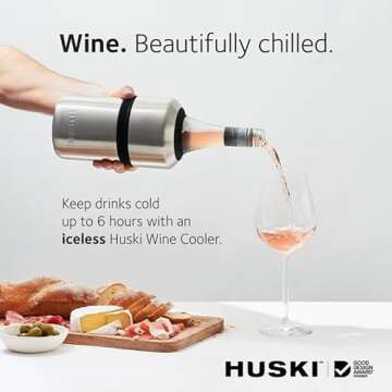 Huski Wine Chiller | Award Winning Iceless Design | Keeps Wine Cold up to 6 Hours | Wine Accessory |...