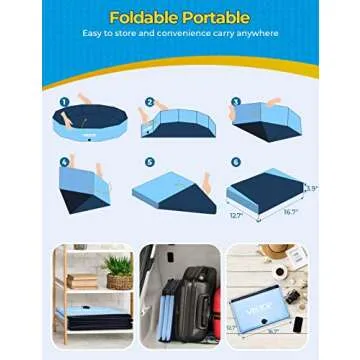 VISTOP Extra Large Foldable Dog Pool XXL, Hard Plastic Shell Portable Swimming Pool for Dogs Cats and Kids Pet Puppy Bathing Tub Collapsible Kiddie Pool (67inch.D x 11.8inch.H, Blue)