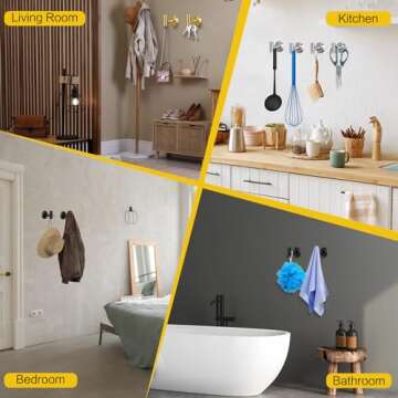 Mdvora 2/4/8 Pack Towel Hooks, Robe Hook, Bathroom Coat Hook Wall Mounted, SUS304 Stainless Steel Bathroom Hooks, Towel Hook for Bedroom Kitchen Hotel Office(2 Pack Matte Black)