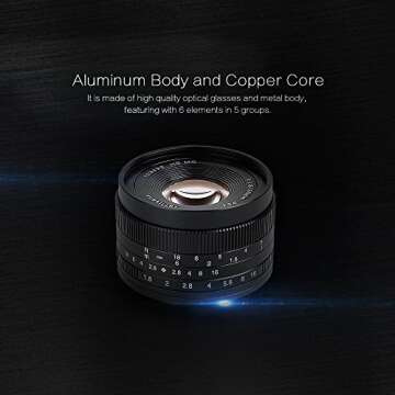 7artisans 50mm F1.8 APS-C Manual Fixed Lens for Fuji Cameras X-A1 X-A10 X-A2,X-A3 X-at X-M1 XM2 X-T1 X-T10 X-T2 X-T20 X-Pro1 X-Pro2 X-E1 X-E2 X-E2s-Black