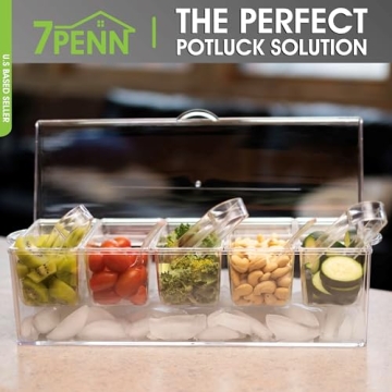 7Penn Chilled Condiment Server with Ice Chamber & 5 Containers
