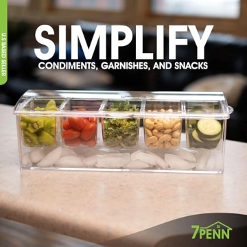 7Penn Chilled Condiment Server with Ice Chamber & 5 Containers