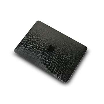 KECC Case Compatible with MacBook Air 13 inch Case A1369/A1466 ltalian Leather Hard Shell+Keyboard Cover+Sleeve+Screen Protector+Charging Bag+Dust Plug+Dust Cloth (Black Crocodile Leather)