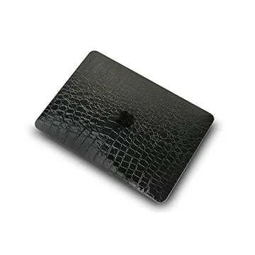KECC Case Compatible with MacBook Air 13 inch Case A1369/A1466 ltalian Leather Hard Shell+Keyboard Cover+Sleeve+Screen Protector+Charging Bag+Dust Plug+Dust Cloth (Black Crocodile Leather)