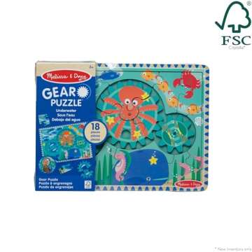 Melissa & Doug Wooden Underwater Jigsaw Spinning Gear Puzzle – 18 Pieces Wooden Puzzle for Toddlers and Preschoolers, for Boys and Girls Ages 3+