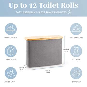 Lonbet - Toilet Paper Basket - Toilet Paper Storage - The Ultimate Bathroom Organizer - Bamboo Storage Basket, Toilet Paper Holder Basket, Bathroom Accessories Organizer