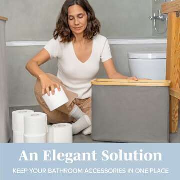 Lonbet - Toilet Paper Basket - Toilet Paper Storage - The Ultimate Bathroom Organizer - Bamboo Storage Basket, Toilet Paper Holder Basket, Bathroom Accessories Organizer