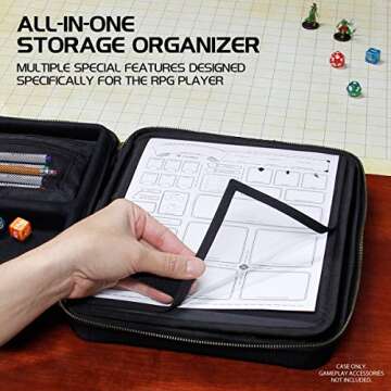 ENHANCE RPG Organizer Case - DND Binder with Built-in Character Sheet Holder and Erasable Scribe Pan...