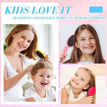 Epakh Mini Wet Travel Hair Brush Set - 6 Colorful Detanglers for All Ages