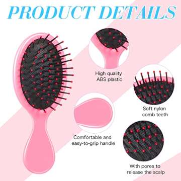 Mini Wet Travel Detangling Hair Brush Set - 6 Pack