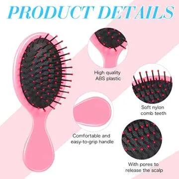 Mini Wet Travel Detangling Hair Brush Set - 6 Pack