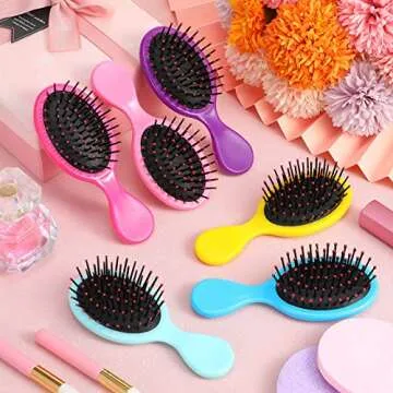 Mini Wet Travel Detangling Hair Brush Set - 6 Pack