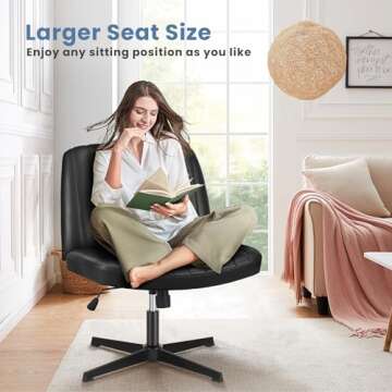 DUMOS Cross Legged Armless Wide Office Chair