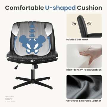 DUMOS Cross Legged Armless Wide Office Chair
