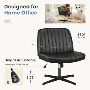 DUMOS Cross Legged Armless Wide Office Chair