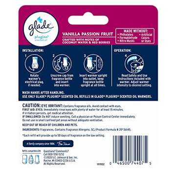 Glade PlugIns Refills Air Freshener, Scented and Essential Oils for Home and Bathroom, Vanilla Passi...