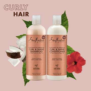 Shea Moisture Shampoo & Conditioner Set – Curl & Shine, Coconut & Hibiscus Hair Care Formulas for Moisturizing & Defining Thick, Curly Hair (2 Piece Set)