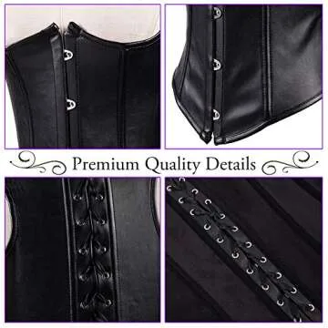 Alivila.Y Fashion Corset Womens Faux Leather Steampunk Corsets Victorian Bustier 2672A-Black-M