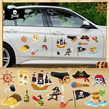 Sumind 15 Pcs Cruise Door Magnets Funny Car Magnets Ship Cruise Door Decorations Stickers Birthday Fridge Decor Decor for Carnival Refrigerator(Pirate)