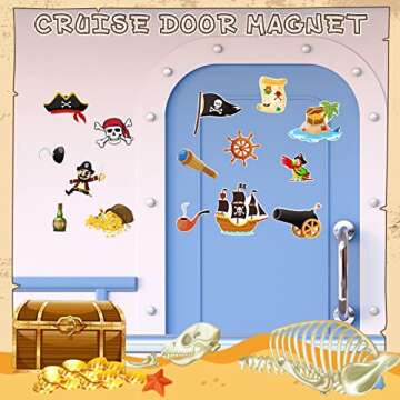 Sumind 15 Pcs Cruise Door Magnets Funny Car Magnets Ship Cruise Door Decorations Stickers Birthday Fridge Decor Decor for Carnival Refrigerator(Pirate)