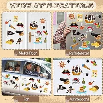 Sumind 15 Pcs Cruise Door Magnets Funny Car Magnets Ship Cruise Door Decorations Stickers Birthday Fridge Decor Decor for Carnival Refrigerator(Pirate)