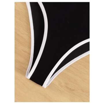 Milumia Women's Cut Out One Piece Strapless Swimsuits Contrast Binding Ring Bathing Suits Swimwear Black Medium