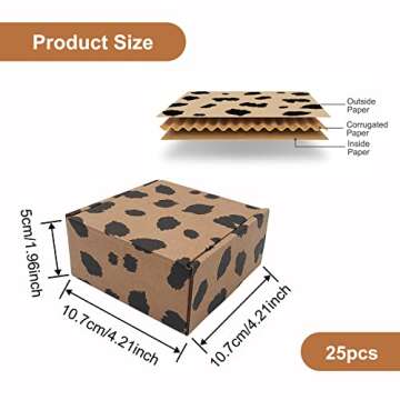 25 Pack Leopard Small Shipping Boxes, 4 x 4 x 2 inches Recyclable Corrugated Cardboard Boxes,Leopard...